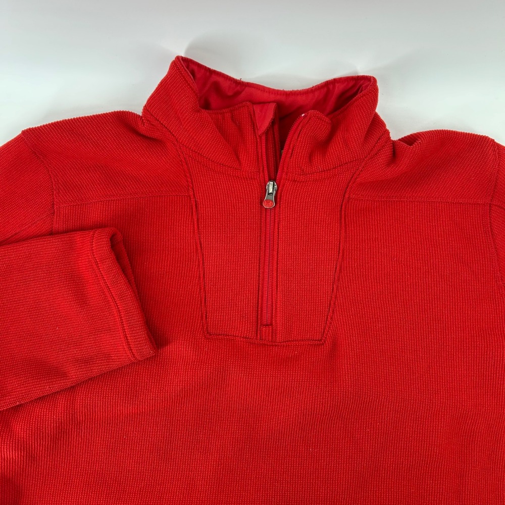 Under Armour 1/4 Zip Pullover Mens XL Red Ribbed Fleece Loose Fit Activewear